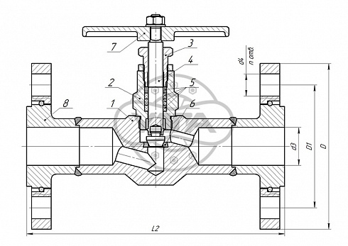 Клапан запорный Dn50 Pn16 фланцевый 12Х18Н10Т 15нж52нж